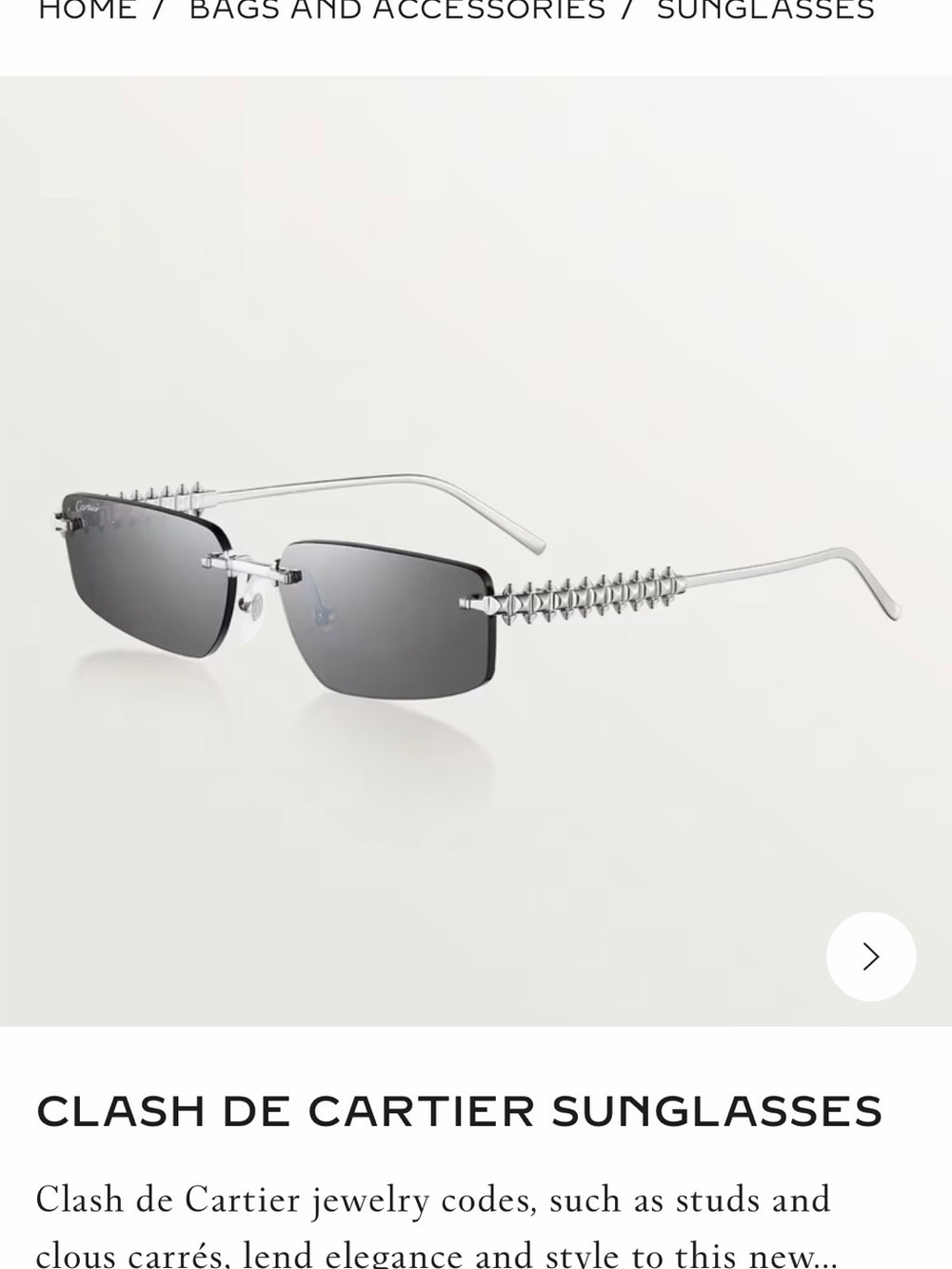 Cartier Rimless Sunglasses in Silver with Gray Lenses
